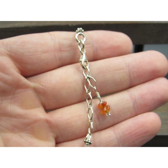 10" Sterling Silver Clear Beaded And Small Stone Ankle Bracelet Vintage Elegant - Picture 4 of 7